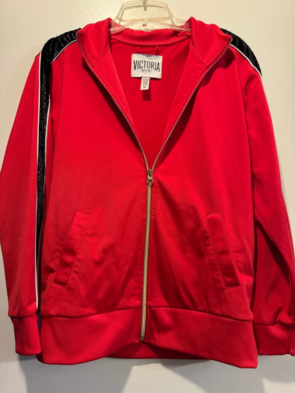 Victoria's Secret sport Red Zip-Up Hoodie with Black Accent